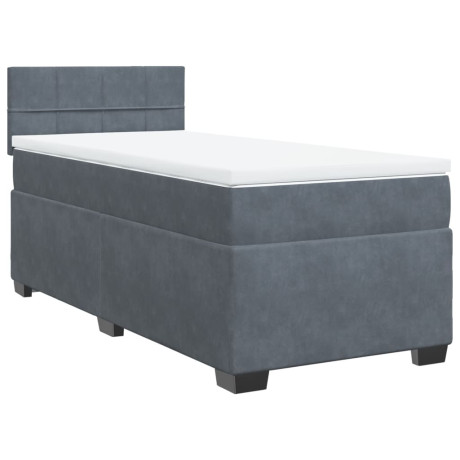 vidaXL Boxspring met matras fluweel donkergrijs 100x200 cm afbeelding3 - 1