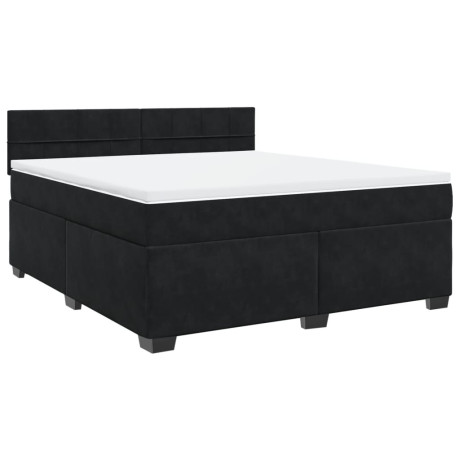 vidaXL Boxspring met matras fluweel zwart 180x200 cm afbeelding3 - 1