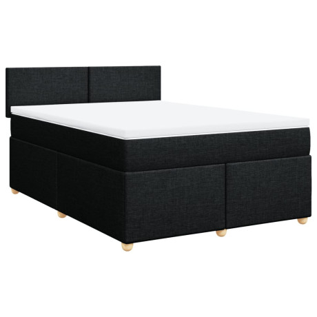 vidaXL Boxspring met matras stof zwart 140x190 cm afbeelding3 - 1
