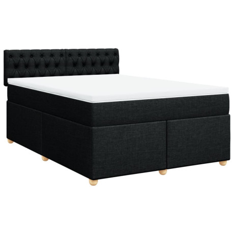 vidaXL Boxspring met matras stof zwart 140x190 cm afbeelding3 - 1