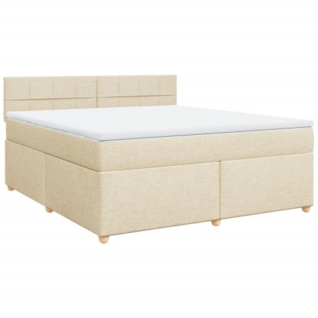 vidaXL Boxspring met matras stof crèmekleurig 180x200 cm afbeelding3 - 1
