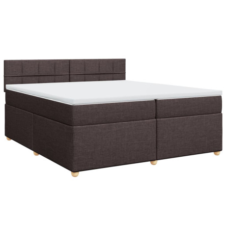 vidaXL Boxspring met matras stof donkerbruin 200x200 cm afbeelding3 - 1