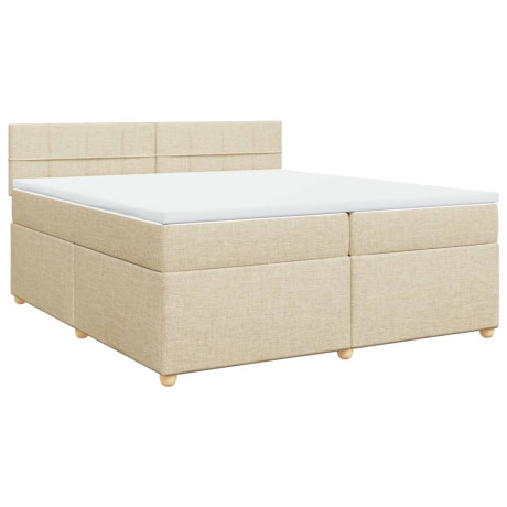 vidaXL Boxspring met matras stof crèmekleurig 200x200 cm afbeelding3 - 1