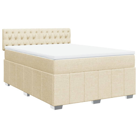 vidaXL Boxspring met matras stof crèmekleurig 160x200 cm afbeelding3 - 1