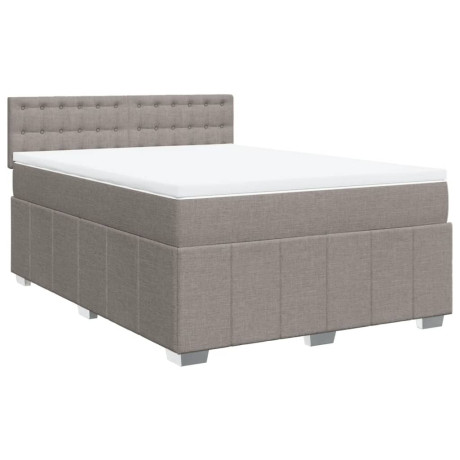 vidaXL Boxspring met matras stof taupe 160x200 cm afbeelding3 - 1