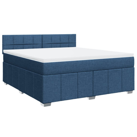 vidaXL Boxspring met matras stof blauw 180x200 cm afbeelding3 - 1