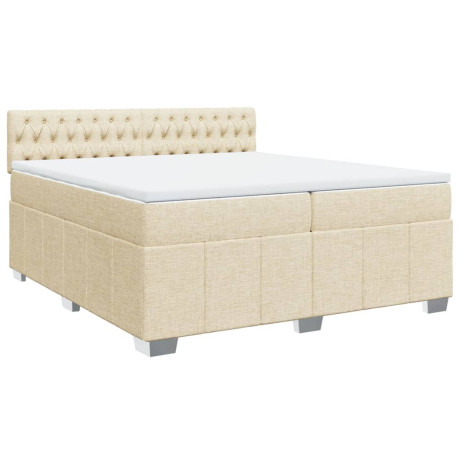 vidaXL Boxspring met matras stof crèmekleurig 200x200 cm afbeelding3 - 1