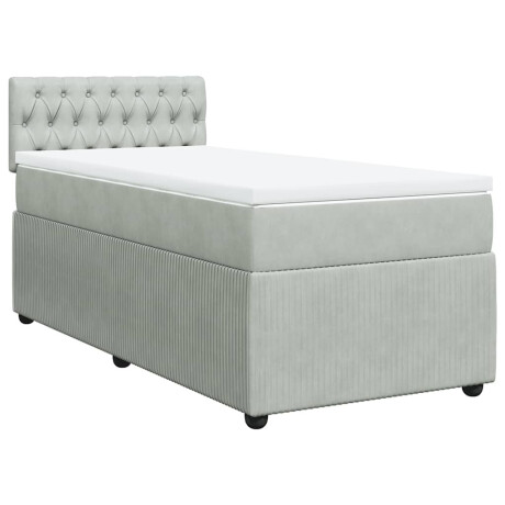 vidaXL Boxspring met matras fluweel lichtgrijs 90x190 cm afbeelding3 - 1