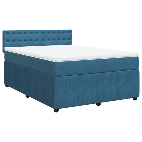 vidaXL Boxspring met matras fluweel blauw 160x200 cm afbeelding3 - 1