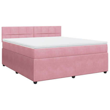 vidaXL Boxspring met matras fluweel roze 180x200 cm afbeelding3 - 1