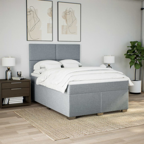 vidaXL Boxspring met matras stof lichtgrijs 160x200 cm afbeelding3 - 1