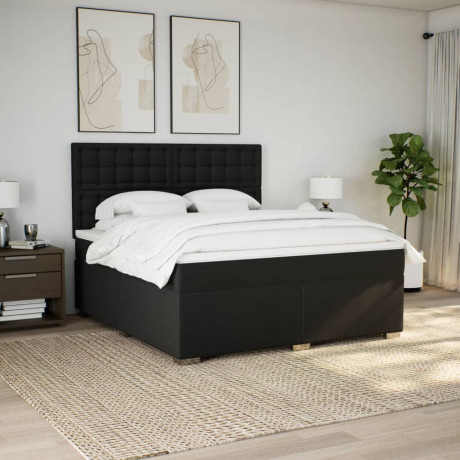 vidaXL Boxspring met matras stof zwart 180x200 cm afbeelding3 - 1
