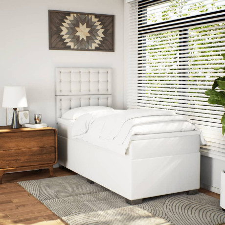 vidaXL Boxspring met matras kunstleer wit 90x190 cm afbeelding3 - 1