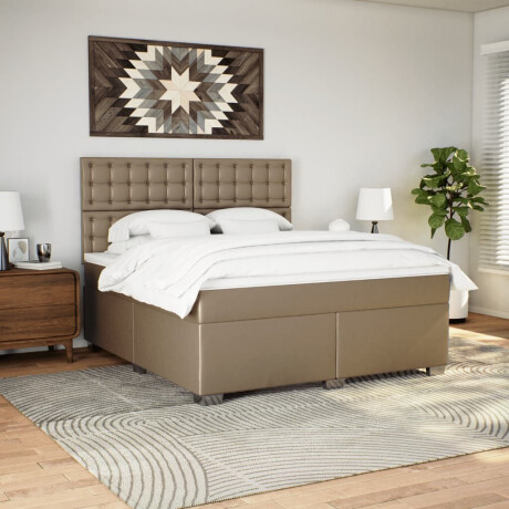 vidaXL Boxspring met matras kunstleer cappuccinokleurig 180x200 cm afbeelding3 - 1