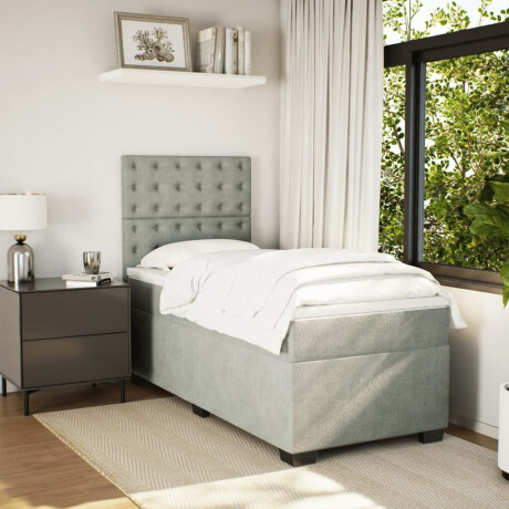vidaXL Boxspring met matras fluweel lichtgrijs 80x200 cm afbeelding3 - 1