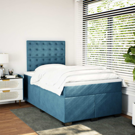 vidaXL Boxspring met matras fluweel blauw 120x190 cm afbeelding3 - 1