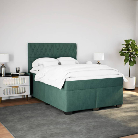 vidaXL Boxspring met matras fluweel donkergroen 160x200 cm afbeelding3 - 1