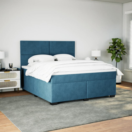 vidaXL Boxspring met matras fluweel blauw 180x200 cm afbeelding3 - 1