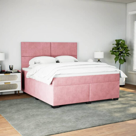 vidaXL Boxspring met matras fluweel roze 180x200 cm afbeelding3 - 1