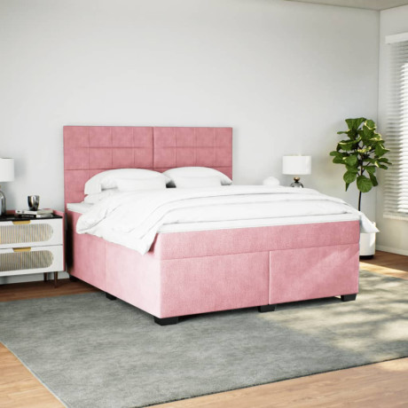 vidaXL Boxspring met matras fluweel roze 180x200 cm afbeelding3 - 1