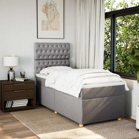vidaXL Boxspring met matras stof taupe 80x200 cm afbeelding3 - 1