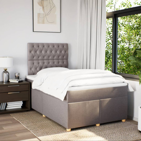 vidaXL Boxspring met matras stof taupe 120x200 cm afbeelding3 - 1