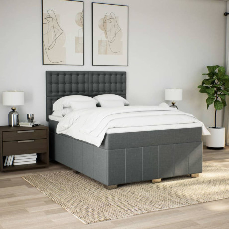 vidaXL Boxspring met matras stof donkergrijs 140x200 cm afbeelding3 - 1