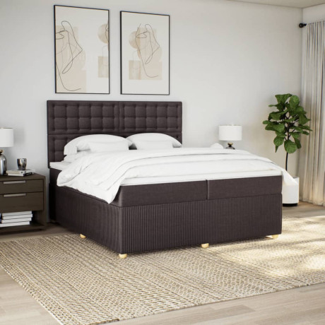 vidaXL Boxspring met matras stof donkerbruin 200x200 cm afbeelding3 - 1