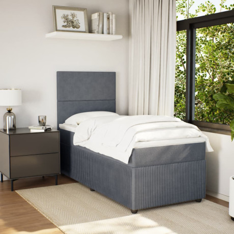 vidaXL Boxspring met matras fluweel donkergrijs 80x200 cm afbeelding3 - 1
