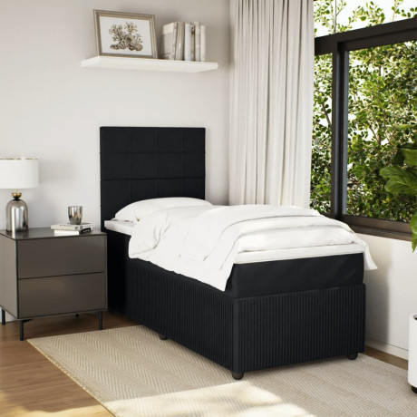 vidaXL Boxspring met matras fluweel zwart 80x200 cm afbeelding3 - 1