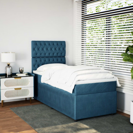 vidaXL Boxspring met matras fluweel donkerblauw 80x200 cm afbeelding3 - 1