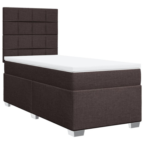 vidaXL Boxspring met matras stof donkerbruin 80x200 cm afbeelding3 - 1