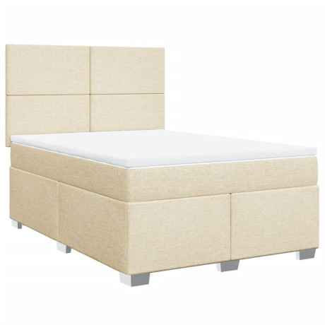vidaXL Boxspring met matras stof crèmekleurig 140x190 cm afbeelding3 - 1