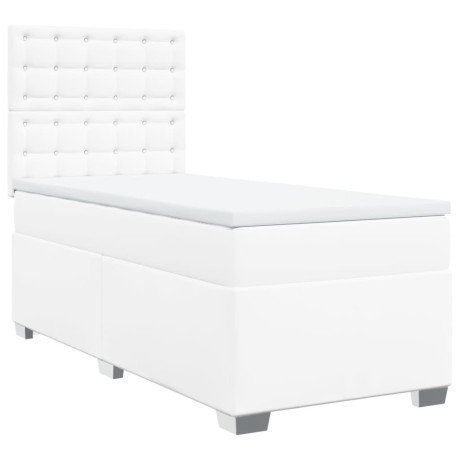 vidaXL Boxspring met matras kunstleer wit 90x200 cm afbeelding3 - 1