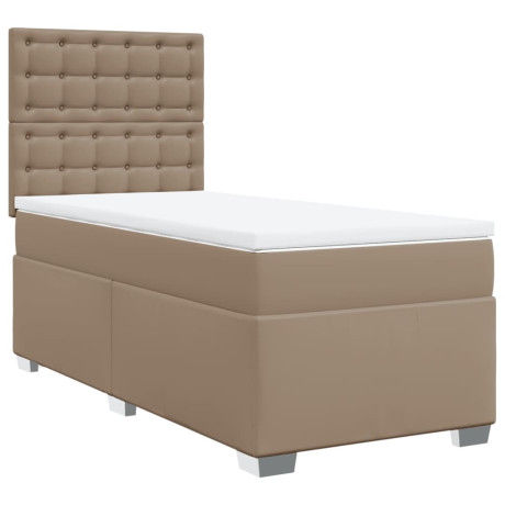 vidaXL Boxspring met matras kunstleer cappuccinokleurig 90x200 cm afbeelding3 - 1