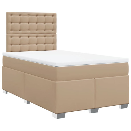 vidaXL Boxspring met matras kunstleer cappuccinokleurig 120x190 cm afbeelding3 - 1