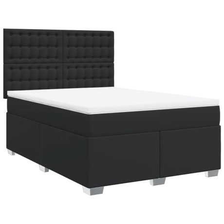 vidaXL Boxspring met matras kunstleer zwart 140x190 cm afbeelding3 - 1