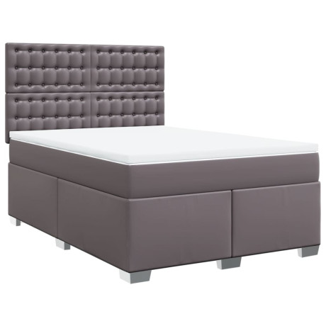 vidaXL Boxspring met matras kunstleer grijs 140x200 cm afbeelding3 - 1