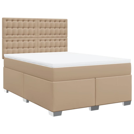vidaXL Boxspring met matras kunstleer cappuccinokleurig 140x200 cm afbeelding3 - 1