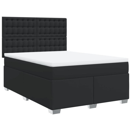 vidaXL Boxspring met matras kunstleer zwart 160x200 cm afbeelding3 - 1