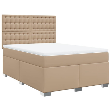vidaXL Boxspring met matras kunstleer cappuccinokleurig 160x200 cm afbeelding3 - 1