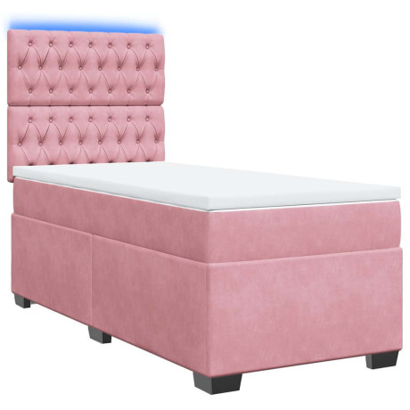 vidaXL Boxspring met matras fluweel roze 80x200 cm afbeelding3 - 1