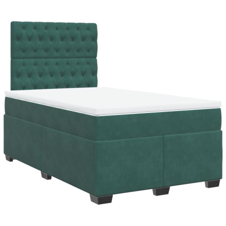 vidaXL Boxspring met matras fluweel donkergroen 120x200 cm afbeelding3 - 1