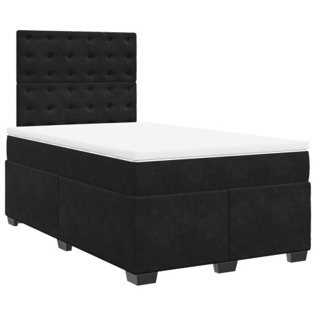 vidaXL Boxspring met matras fluweel zwart 120x200 cm afbeelding3 - 1