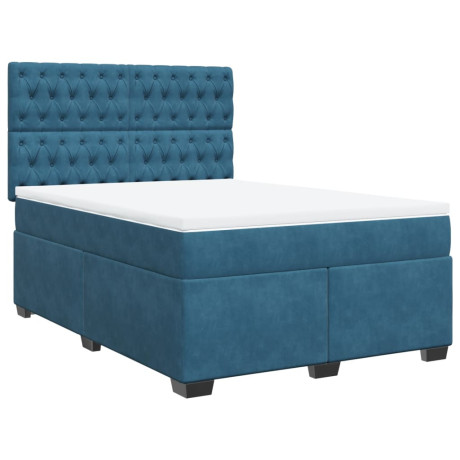 vidaXL Boxspring met matras fluweel blauw 140x190 cm afbeelding3 - 1