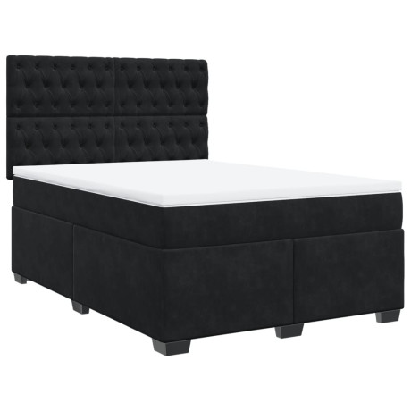 vidaXL Boxspring met matras fluweel zwart 140x200 cm afbeelding3 - 1