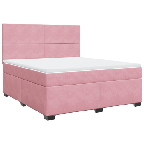 vidaXL Boxspring met matras fluweel roze 180x200 cm afbeelding3 - 1