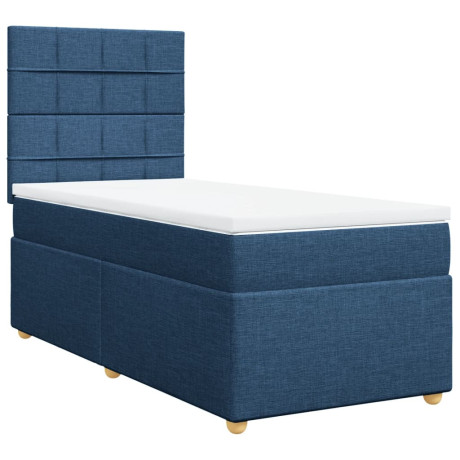 vidaXL Boxspring met matras stof blauw 80x200 cm afbeelding3 - 1