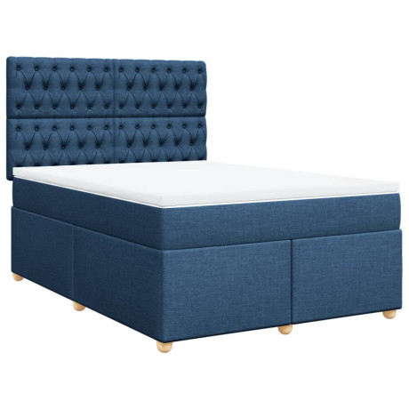 vidaXL Boxspring met matras stof blauw 140x190 cm afbeelding3 - 1