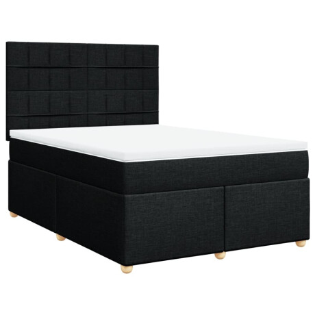 vidaXL Boxspring met matras stof zwart 160x200 cm afbeelding3 - 1